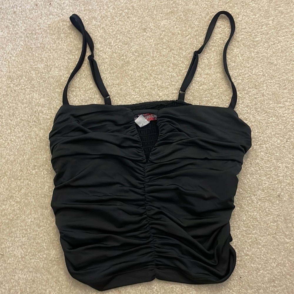 Urban Outfitters Black Crop Tank with Front Keyhole